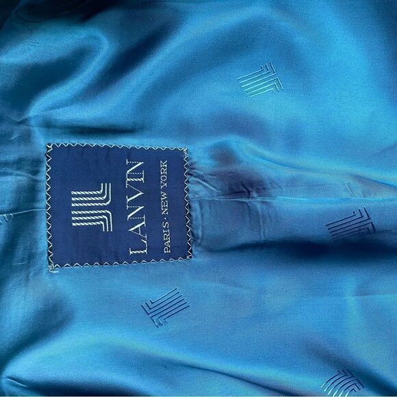 Vintage LANVIN Paris New York Men’s Blue Suede Vintage Sports Jacket Size Medium - Picture 12 of 13